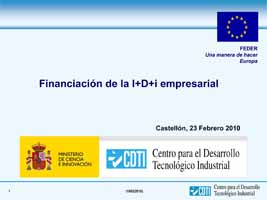 Financiación de la I+D+i empresarial, CDTI, (Presentación)