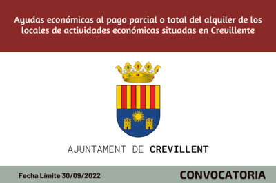 Ayudas económicas al pago parcial o total del alquiler de los locales de actividades económicas situadas en Crevillent