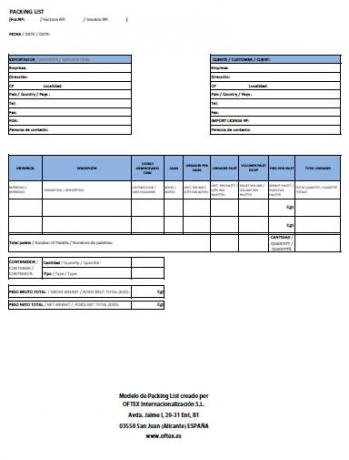 formulario paking-list