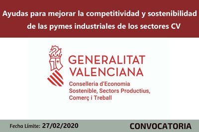 Ayudas a la competitividad y sostenibilidad de las pymes industriales de los sectores CV