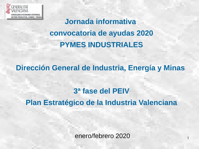 Ayudas Direccin General de Industria, Energa y Minas 2020