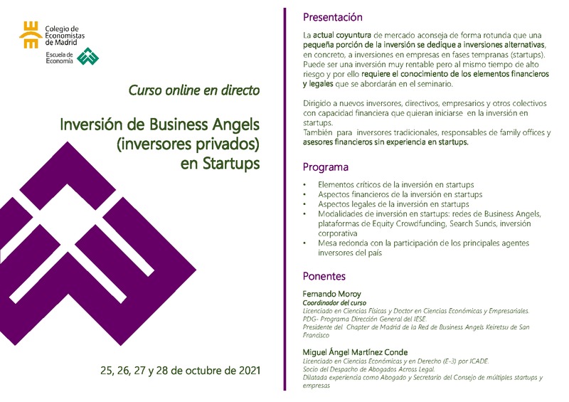 programa Seminario de Inversi�n de Business Angels y VC en Startups