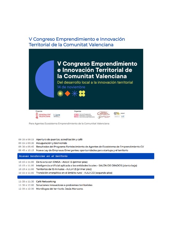 Programa: horarios y salas