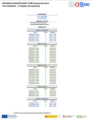 Calendario Curso Convocatoria CEEI Abril