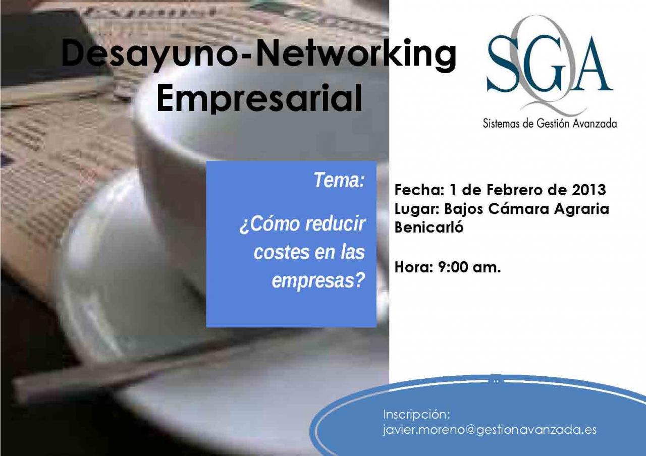 Desayuno-Networking Empresarial: "¿Cómo reducir costes en las empresas?"