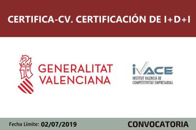 Convocatoria de Subvenciones Certifica CV certificacin I+D+I