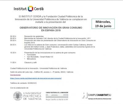 Invitaci�n a la Jornada de Observatorio de Innovaci�n en gran consumo en Espa�a 2019