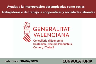 Ayudas a la incorporacin de desempleadas como socias  trabajadoras o socias de trabajo, a cooperativas y soci